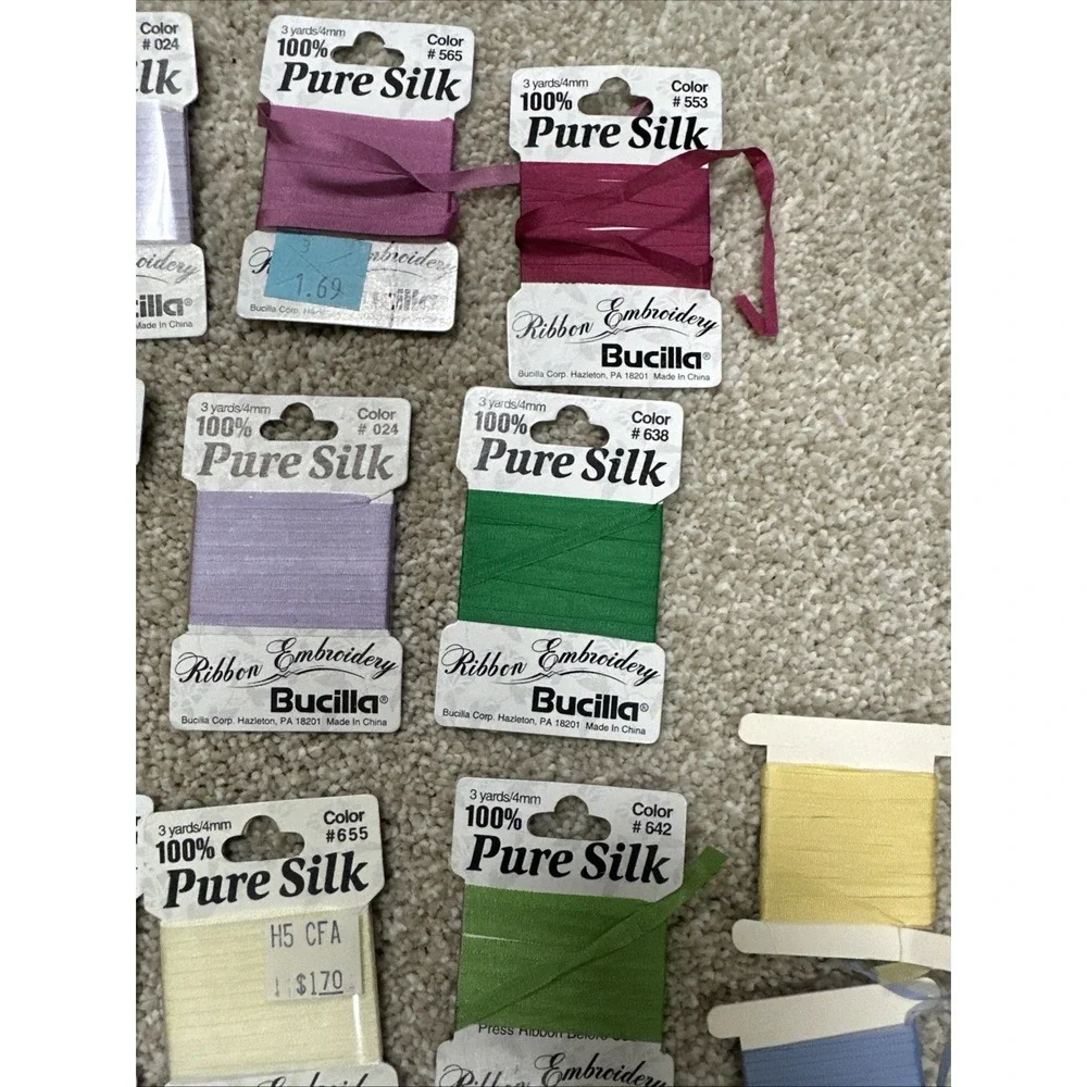 Vintage bucilla Lot Of 10 New And 9 Used pure silk ribbon embroidery